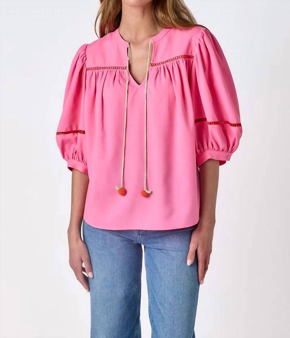 NEW CROSBY BY MOLLIE BURCH figgy balloon sleeve top in blossom